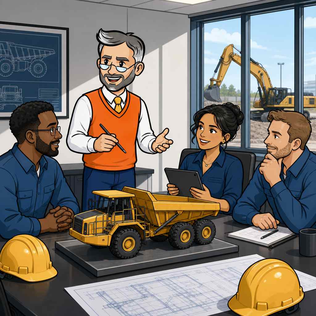 An equipment dealer marketing machines to a group of stakeholders.