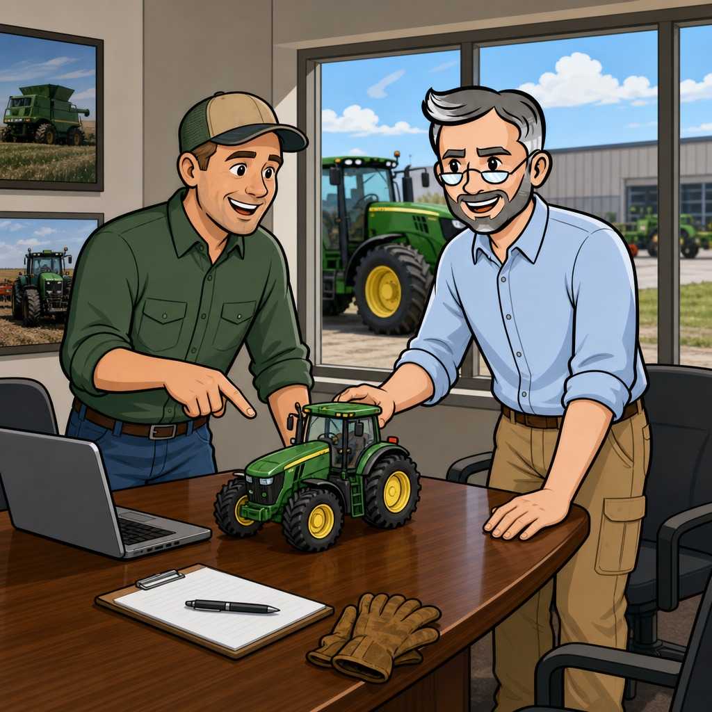 Marketing agricultural machinery to a farm manager.
