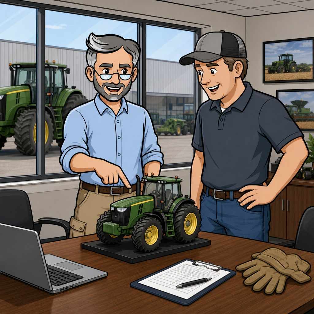 Marketing farm equipment to a farm manager